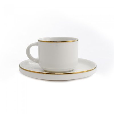 SET MACCHIATO SAKURA WHITE & GOLD - PLATITO + POCILLO 80 ML