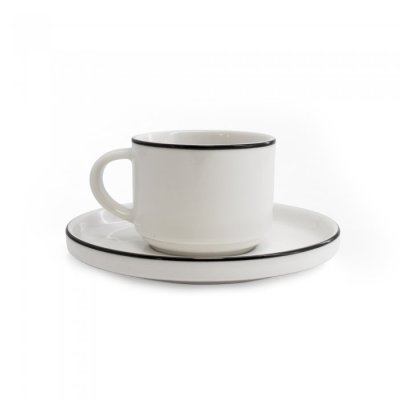 SET MACCHIATO SAKURA WHITE & BLACK - PLATITO + POCILLO 80 ML