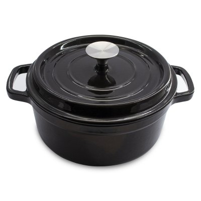 CACEROLA HIERRO FUNDIDO SAKURA NEGRO C/TAPA 24 CM