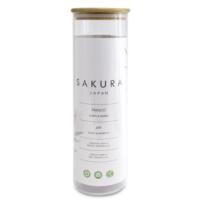 FRASCO SAKURA 1.9 L DE VIDRIO CON TAPA DE BAMBOO