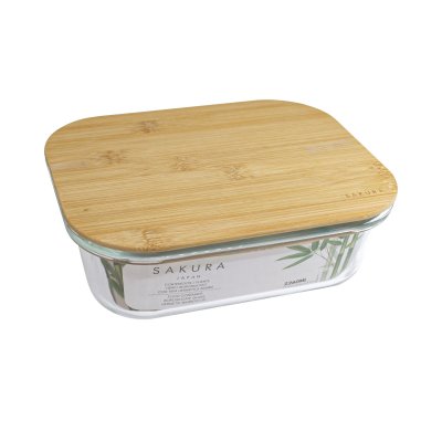 CONTENEDOR SAKURA DE VIDRIO C/ TAPA DE BAMBOO 2.3L