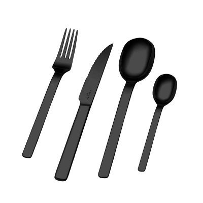 SET X24 PZAS CUBIERTOS SAKURA MATT BLACK STAINLESS STEEL