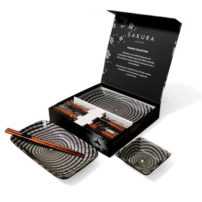 SET X6 PIEZAS SAKURA KYOTO P/ SUSHI DE PORCELANA - HANAMI COLLECTION GIFT BOX