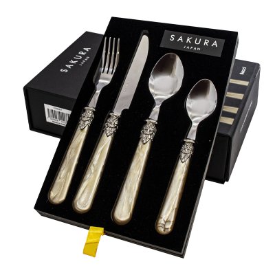 SET X24 CUBIERTOS BACCI FIRENZE SAKURA BEIGE