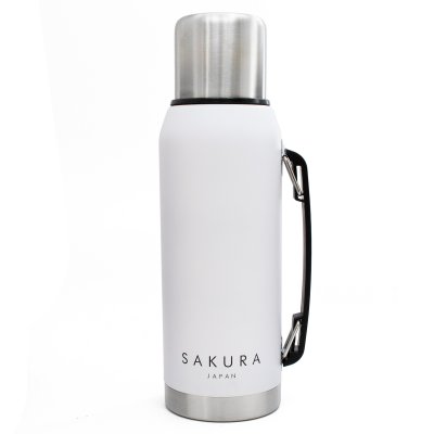 TERMO SAKURA CLASICO DE ACERO INOXIDABLE 1L BLANCO