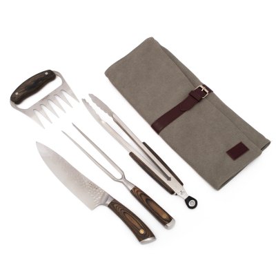 SAKURA GRILL SUPREME SET - KIT PARRILLERO DE ASADO SAKURA 4 PIEZAS + FUNDA