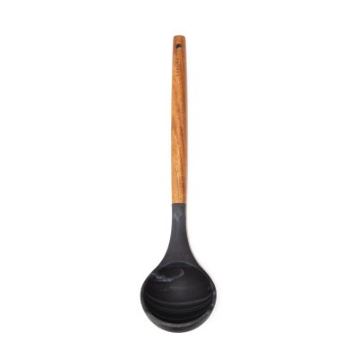 CUCHARON PARA SOPA SAKURA PHUKET 31.5 CMS -  ACACIA + SILICONA MARMOLADA BLACK